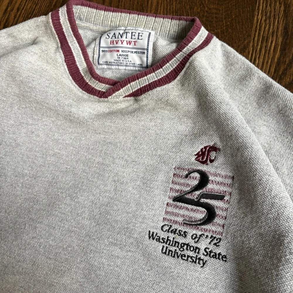Vtg 90s WSU Washington State University Sweatshirt L Class Of 1972 Santee HVYWT